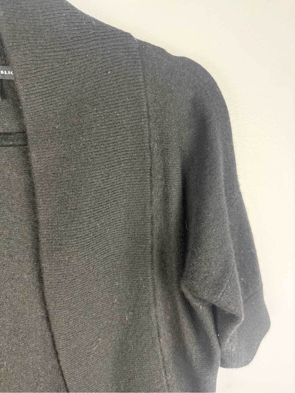 Banana Republic Wool Cashmere Blend Open Front Short Sleeve Cardigan Black M - Picture 7 of 9